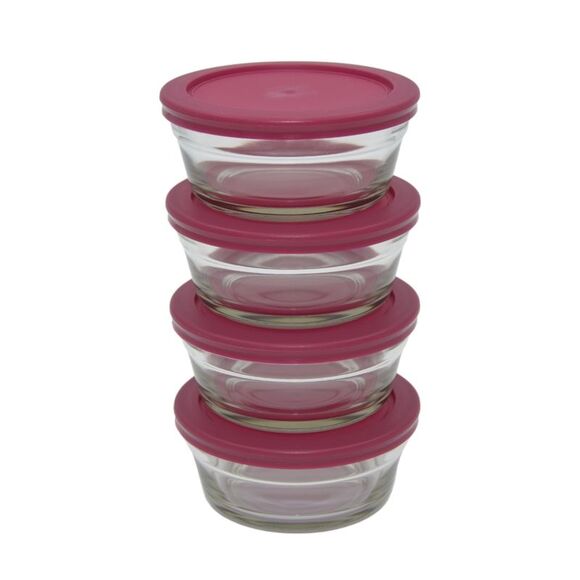 Smart Home Nesting 8 Ounce Glass Bowl Set with Lids, Set of 4 - Picture 3 of 5